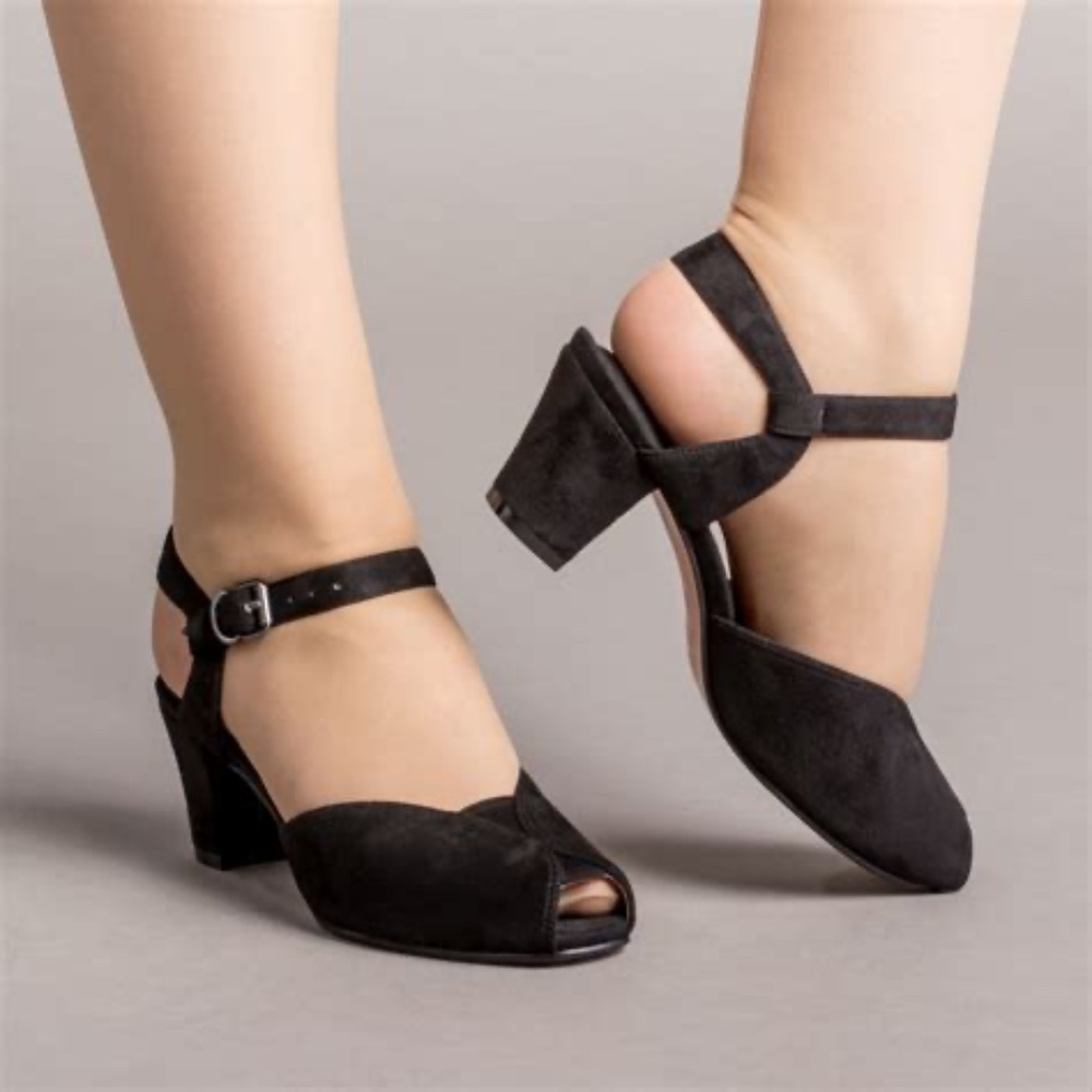 American Duchess Lido sandals black suede